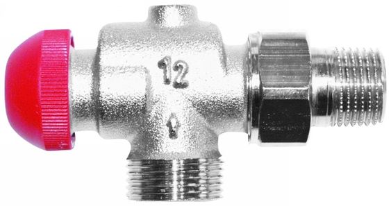 HERZ TS-90-V-Termostatický ventil axiální 1/2", M 28 x 1,5 červená krytka 1774867