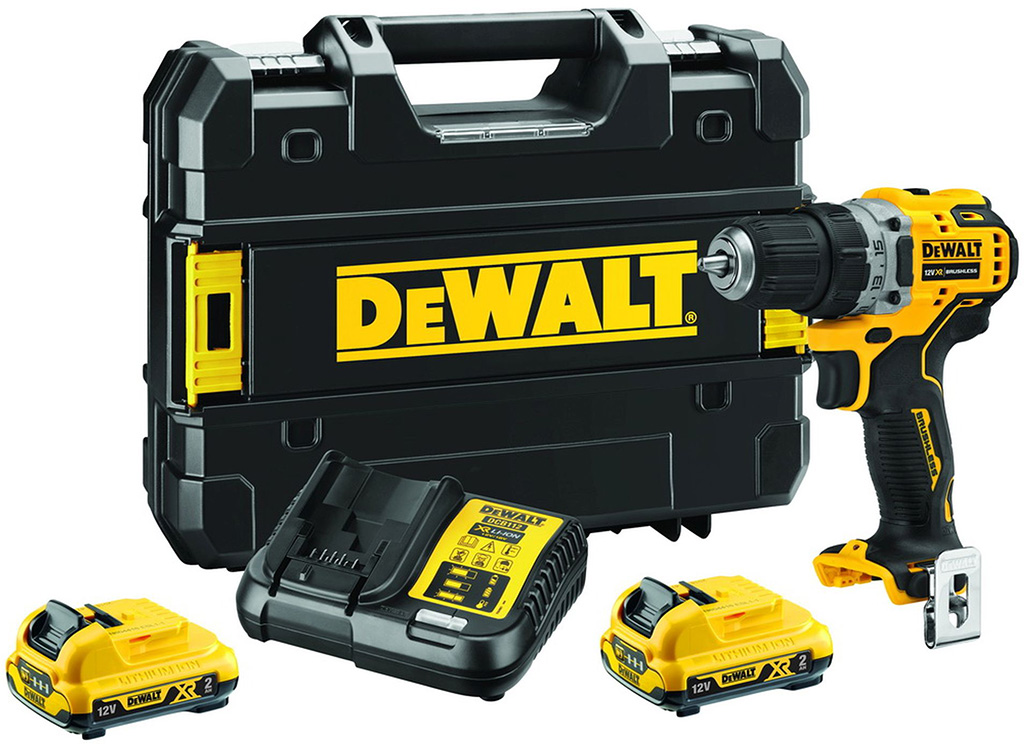 DeWALT DCD701D2 Aku bezuhlíková vrtačka (57,5Nm/12V/2x2,0Ah) kufr Tstak