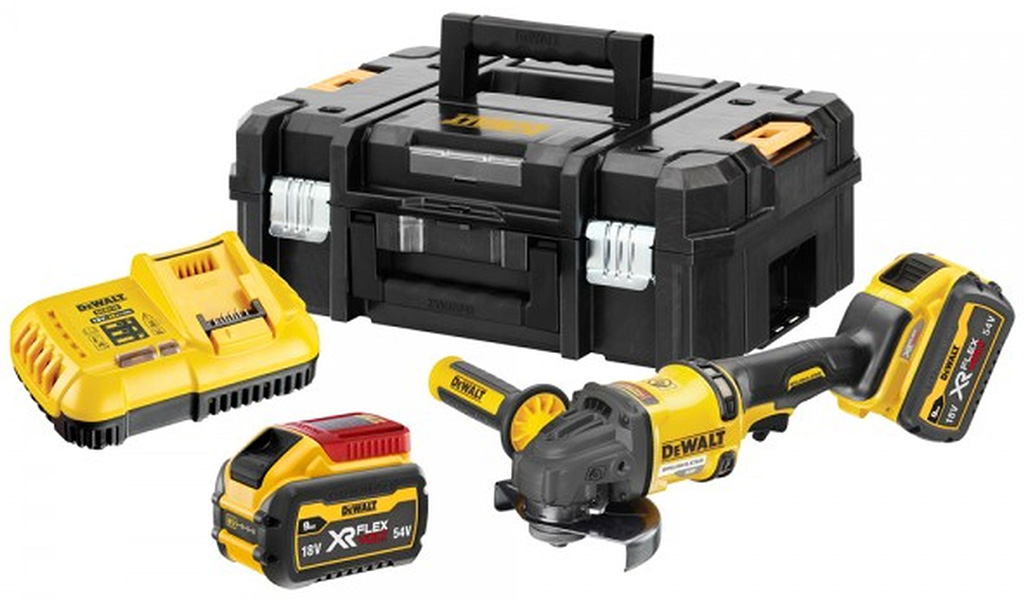 DeWALT DCG418X2 Aku úhlová bruska XR FlexVolt (54V/2x9,0Ah/125mm) kufr Tstak