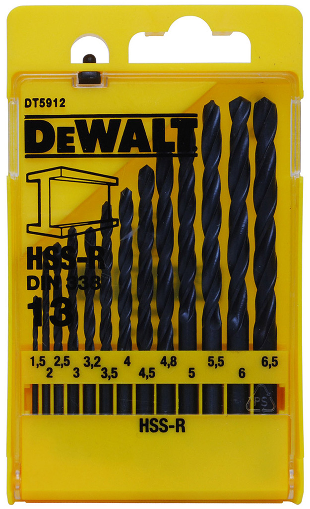 DeWALT DT5912 Sada vrtáků do kovu HSS-R DIN 338 13ks