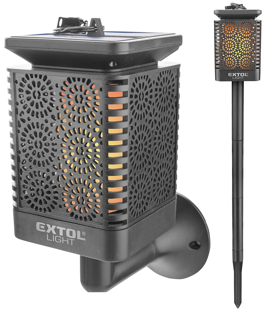 EXTOL LIGHT pochodeň LED s plamenem, solární nabíjení, 12x LED 43133