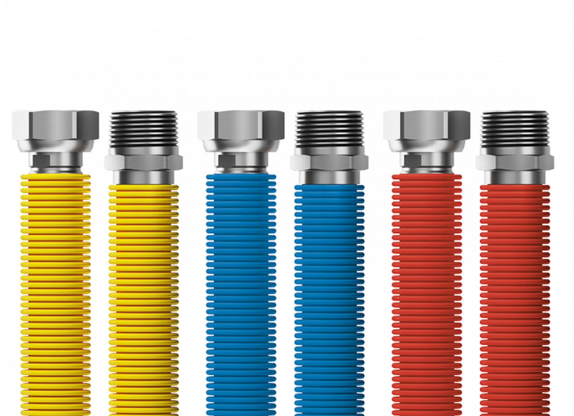 MERABELL Flexi Připojovací set R3/4"-G3/4"30-60cm-3ks hadice (modrá, červená, žlutá) M0047