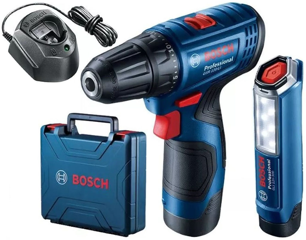BOSCH GSR 120-LI PROFESSIONAL Akumulátorový vrtací šroubovák, 12V 2x2.0Ah 06019G8004