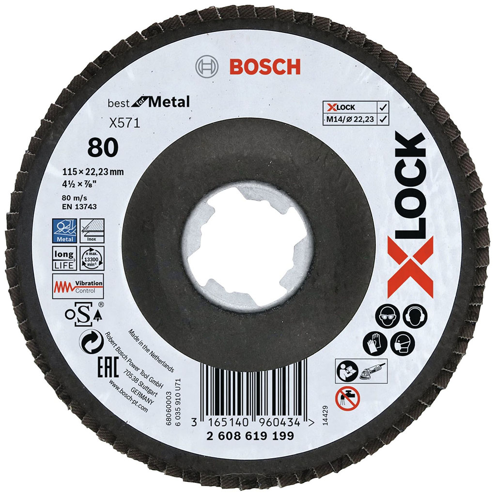 BOSCH X-LOCK Best for Metal Lamelový brusný kotouč X571, 115x22,23mm, G80, 2608619199
