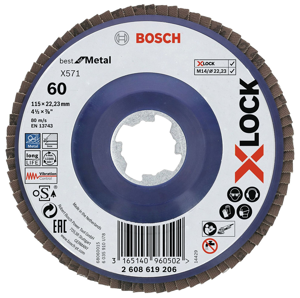 BOSCH X-LOCK Best for Metal Lamelový brusný kotouč X571, 115x22,23mm, G60, 2608619206
