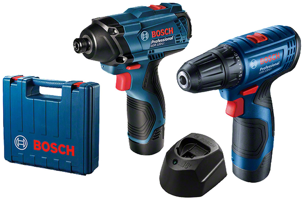 BOSCH Sada: GSR 120-LI + GDR 120-LI + GBA 12V 2.0Ah + GAL 1210 CV 4059952590998