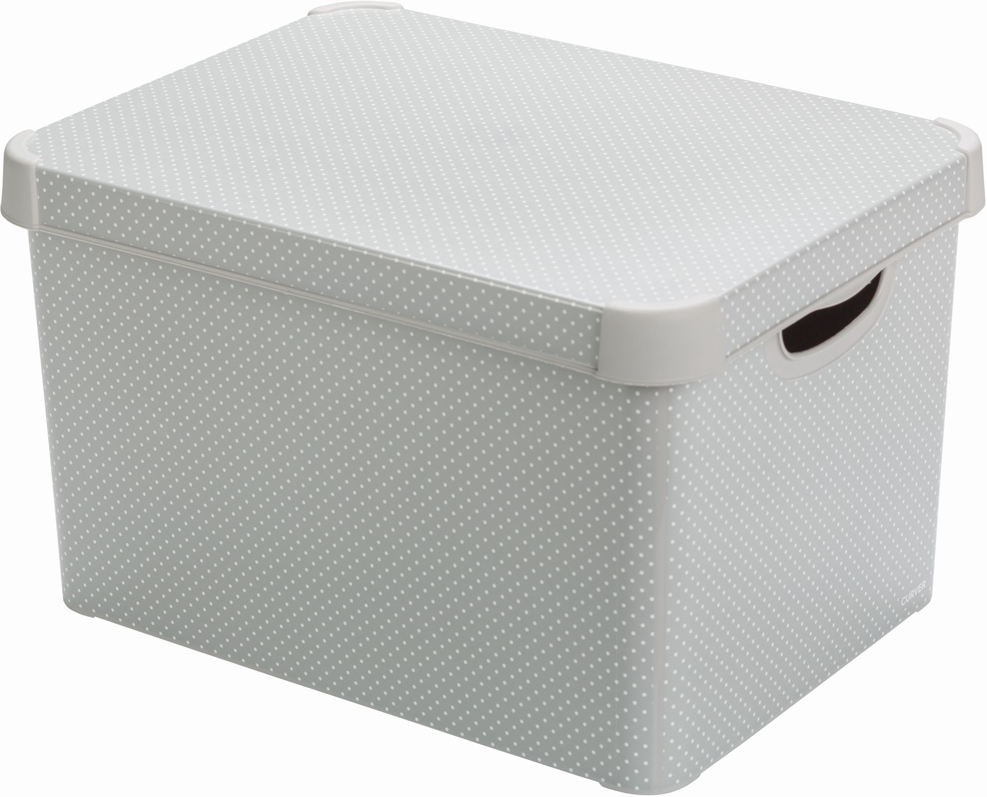 CURVER DOTS L box úložný dekorativní 39,5 x 29,5 x 25 cm šedý s tečkami 04711-F52