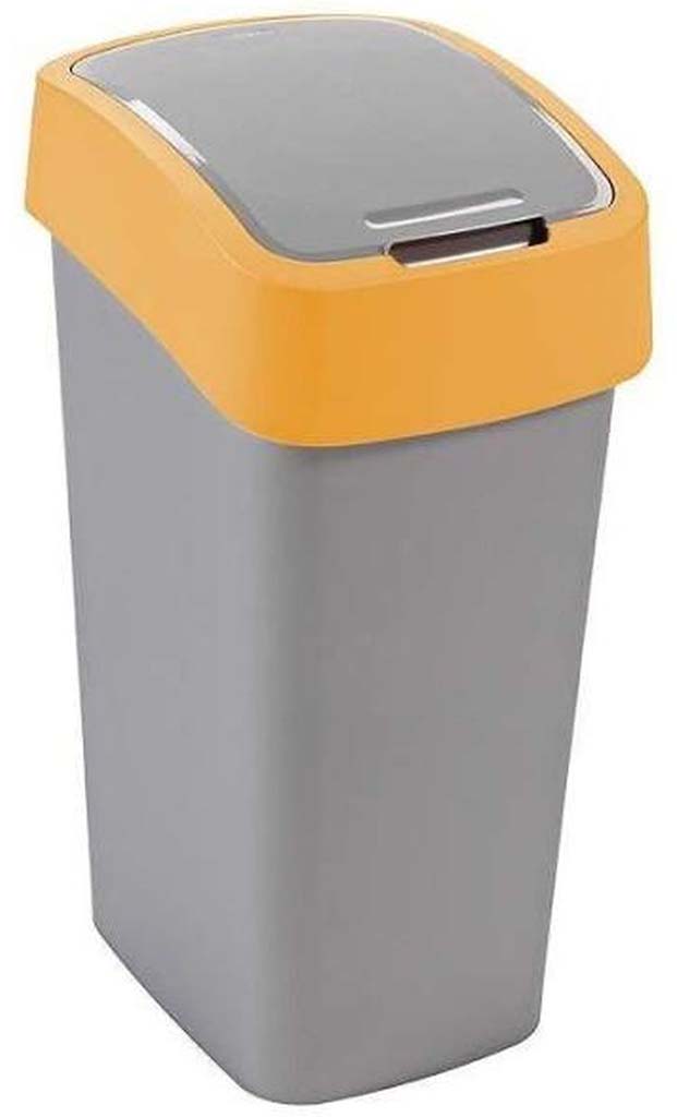 CURVER FLIP BIN 45L Odpadkový koš 65,3 x 29,4 x 37,6 cm stříbrná/žlutá 02172-535