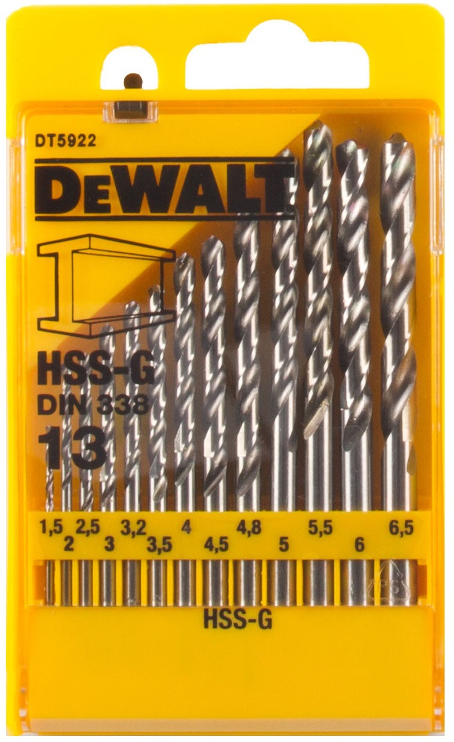 DeWALT DT5922 sada vrtáků do kovu HSS-G DIN 338, 13 ks