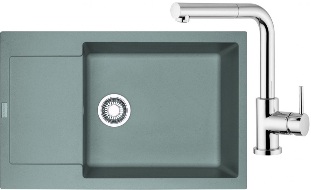 Franke SET G76 granitový dřez MRG 611-78 BB šedý kámen+baterie FN 0147 chrom 114.0365.684