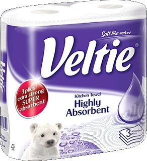 KLEENEX Welcomes Veltie Highly Absorbent Kuchyňské utěrky 2 role, 3-vrstvé 148602