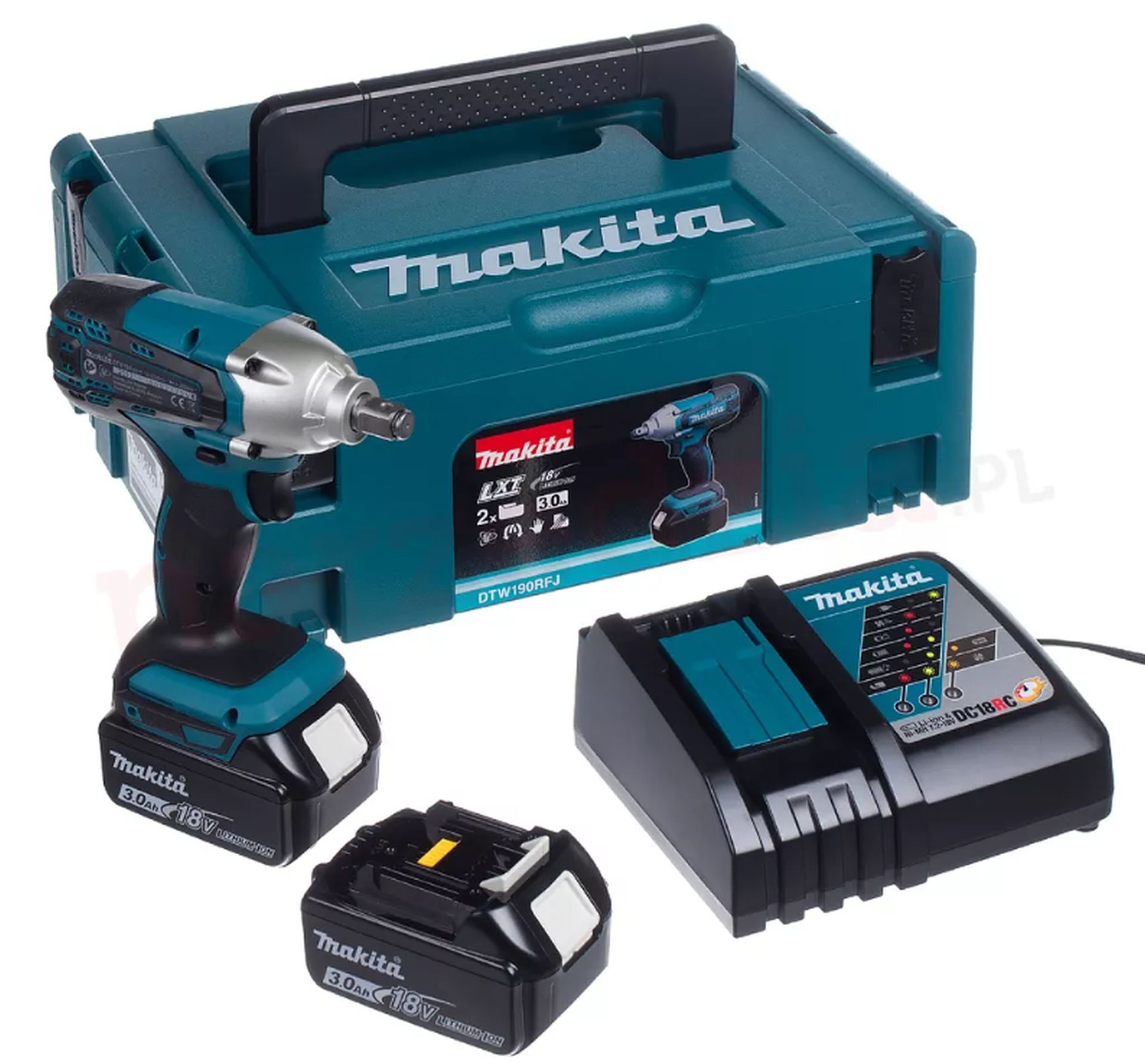 MAKITA DTW190RFJ Aku rázový utahovák (1/2&#039;&#039;/190Nm) Li-ion LXT (2 x 3,0Ah/18V) Makpac