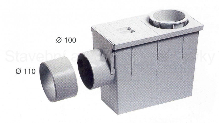 Lapač střešních splavenin HENE boční průměr 90(110) / 100(110) sifon pod okap šedý 003001
