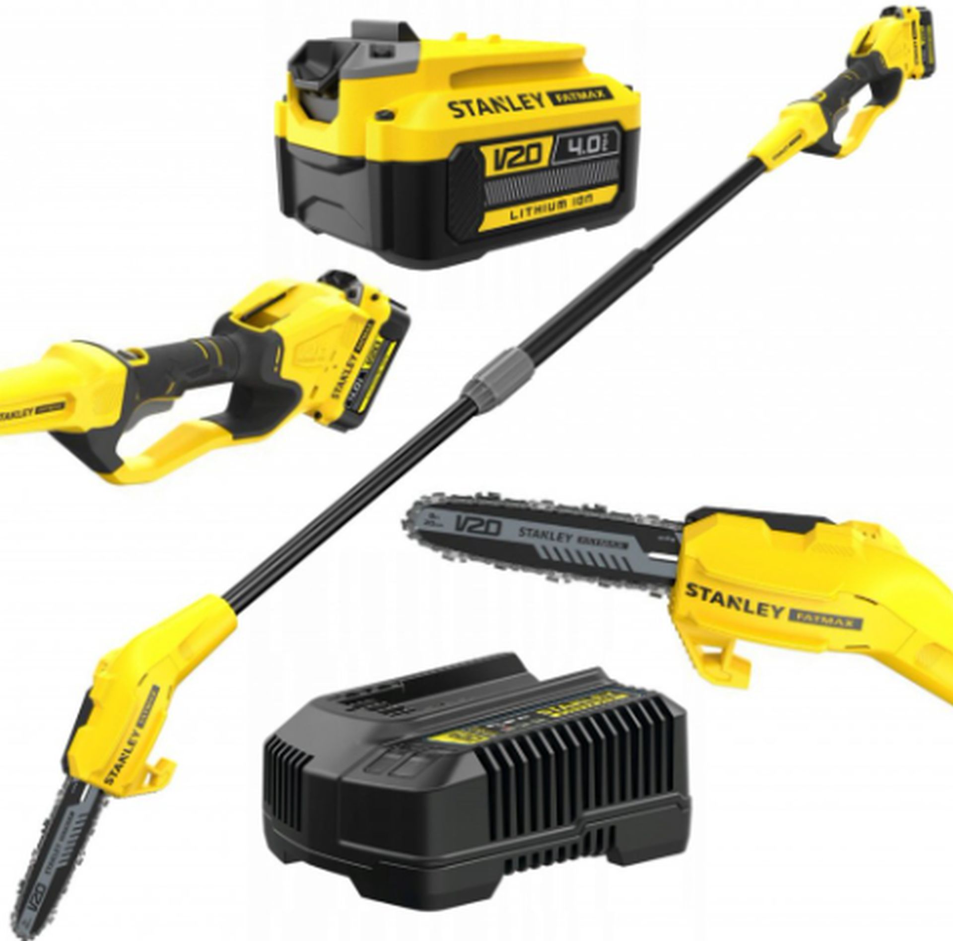 STANLEY SFMCPS620M1 V20 Aku řetězová pilka na větve 20 cm, 1 x 4.0Ah, kitbox