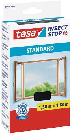 TESA Síť proti hmyzu STANDARD, na okno, antracitová, 1,5m x 1,8m 55680-00001-02