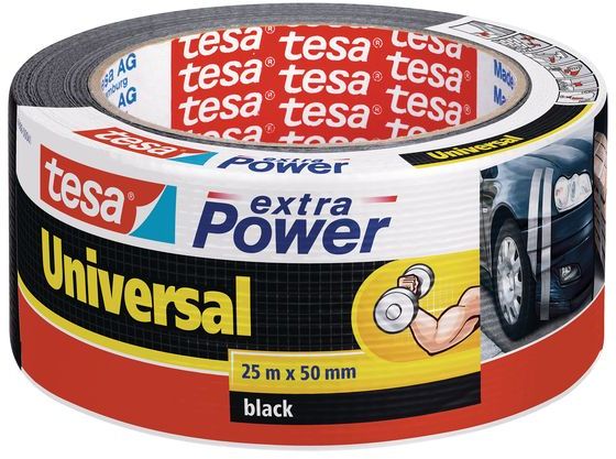 TESA Opravná páska Extra Power Universal, textilní, silně lepivá, černá, 25m x 50mm 56388-00001-07