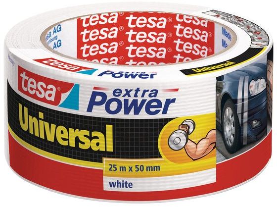 TESA Opravná páska Extra Power Universal, textilní, silně lepivá, bílá, 25m x 50mm