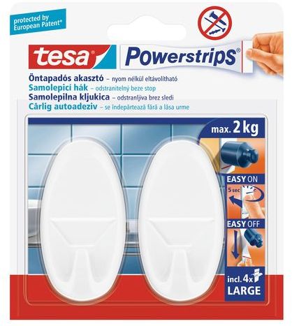 TESA Powerstrips háček oválný velký bílý plast, nosnost 2kg 58013-00055-01