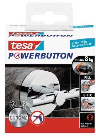 TESA Powerbutton háček DELUXE, lesklý chrom, kruhový, nosnost 8kg 59340-00000-00